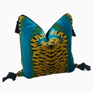 Jokhang Tiger Schumacher Fabric Pillow with Tassels