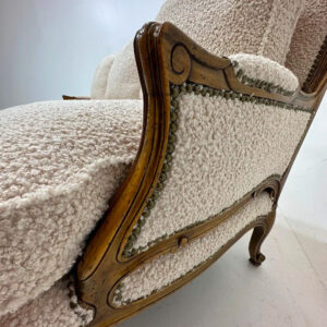 Louis XV Style Sofa in White Italian Boucle