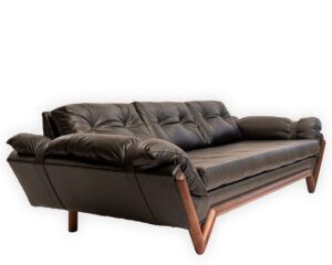 Original Adrian Pearsall Mid-Century Gondola Sofa Upholstered in Italian Leather