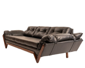 Original Adrian Pearsall Mid-Century Gondola Sofa Upholstered in Italian Leather