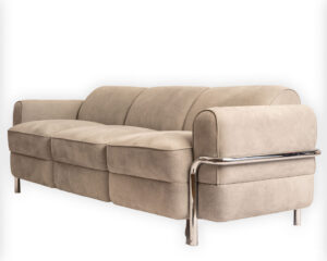 LC2 Style Inspired Sofa in Distressed Suede Leather