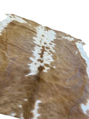 Gomez South African Cowhide Rug in White/Light Brown With Spots