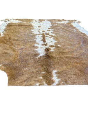 Gomez South African Cowhide Rug in White/Light Brown With Spots