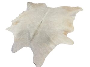 Gomez South African Cowhide Rug In White/Grey With Beige Spots